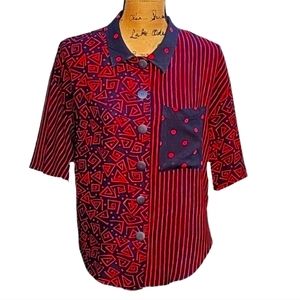 Vintage One of a Kind Multi-Print Button Down Top